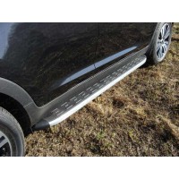 Пороги алюминиевые ТСС с накладкой для Kia Sportage 2014-2015