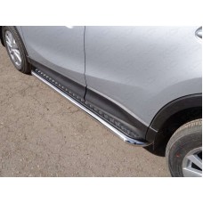 Пороги с площадкой алюминиевый лист 60 мм для Mazda CX-5 2015-2023