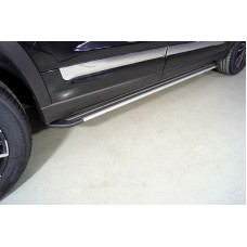 Пороги алюминиевые Slim Line Silver для Chery Tiggo 8 Pro 2021-2022