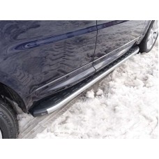 Пороги алюминиевые ТСС с накладкой серебристые для Range Rover Sport 2013-2023