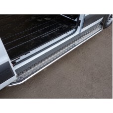 Порог с площадкой левый алюминиевый лист 42 мм для Ford Transit FWD L2 2014-2023