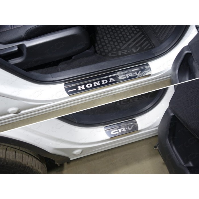 Накладки на пороги лист зеркальный надпись Honda CR-V 4 шт для Honda CR-V 2017-2023 артикул HONCRV17-07