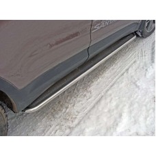Пороги с площадкой нержавеющий лист 42 мм для Hyundai Santa Fe Grand 2016-2018