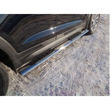 Пороги труба овальная с накладками 120х60 мм для Hyundai Tucson 2015-2018