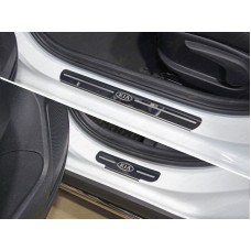 Накладки на пороги зеркальный лист лого Kia 4 штуки для Kia Rio X-line 2017-2020