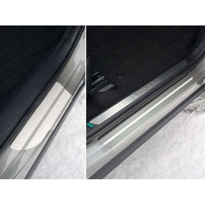 Накладки на пороги шлифованный лист для Lexus NX-300h 2014-2017 артикул LEXNX300H14-25