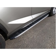 Пороги алюминиевые ТСС с накладкой серые для Lexus NX 2017-2022