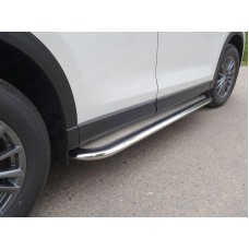 Пороги с площадкой нержавеющий лист 75х42 мм для Mazda CX-5 2018-2023