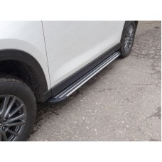 Пороги алюминиевые Slim Line Silver для Mazda CX-5 2018-2023