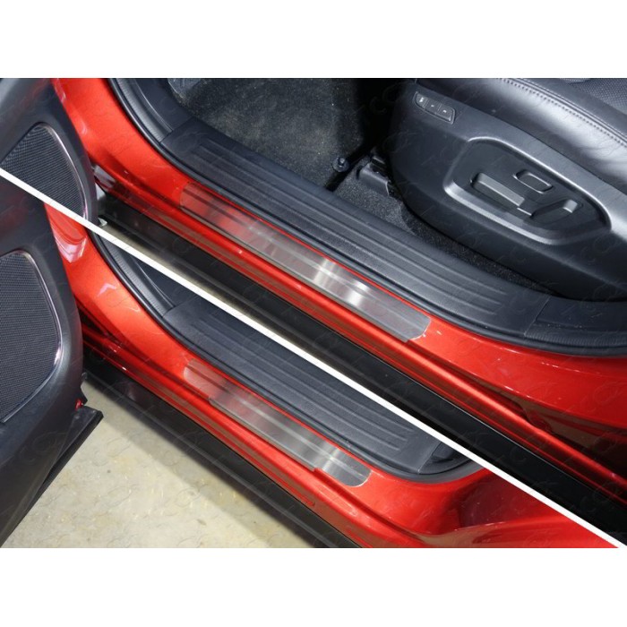Накладки на пороги лист шлифованный 4 шт для Mazda CX-9 2017-2023 артикул MAZCX917-02