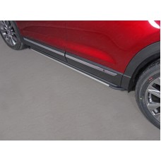 Пороги алюминиевые Slim Line Silver для Mazda CX-9 2017-2023