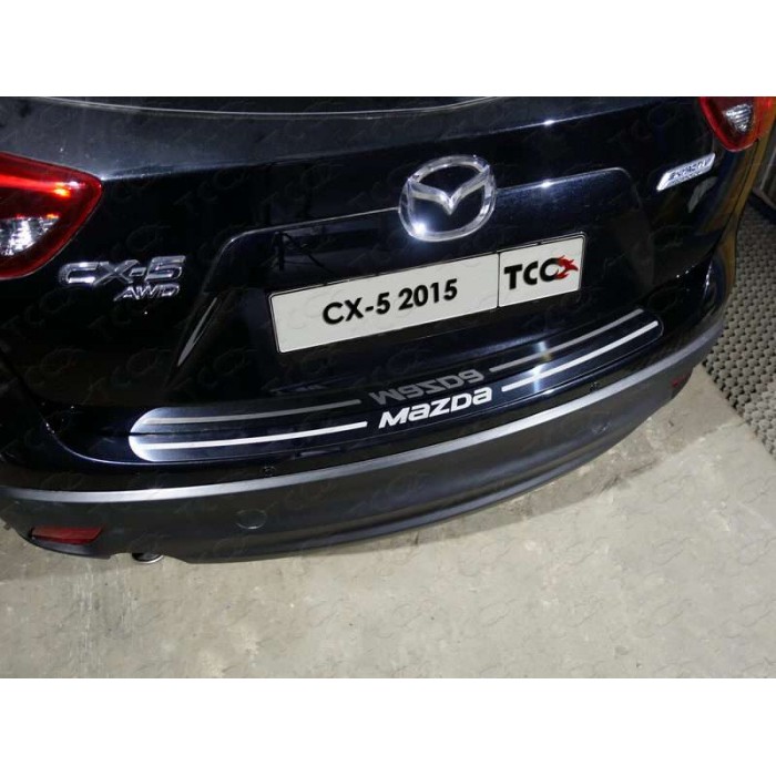 Накладка на задний бампер зеркальный лист надпись Mazda для Mazda CX-5 2015-2023 артикул MAZCX515-31