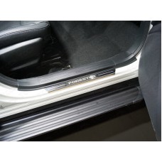 Накладки на пороги зеркальный лист надпись Forester 2 штуки для Subaru Forester SK 2018-2023