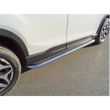 Пороги с площадкой алюминиевый лист 60 мм для Subaru Forester SK 2018-2023