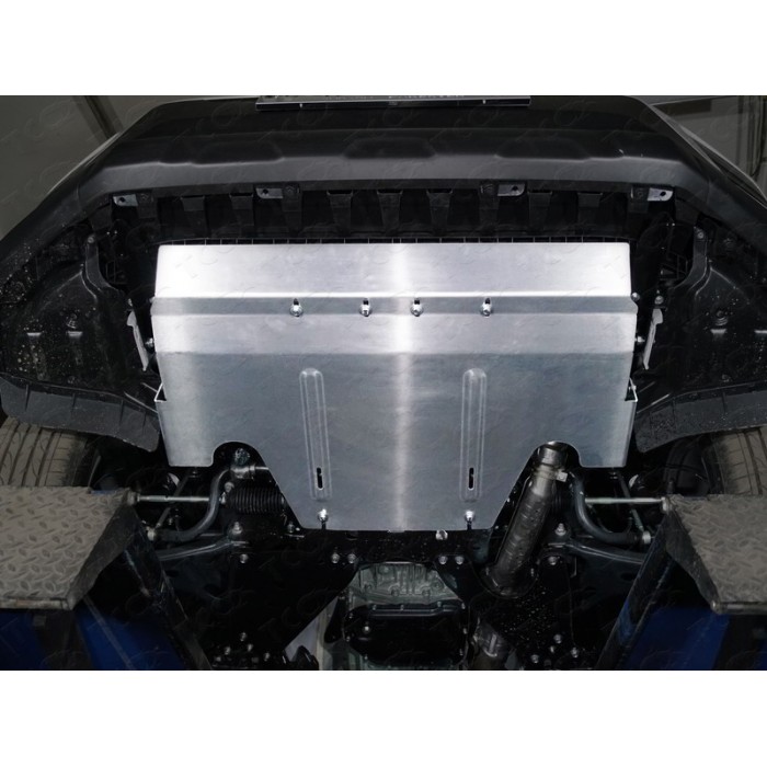 Защиты комплект ТСС алюминий 4 мм: картер малая и КПП, дифференциал и бака из 2-х частей для Subaru Forester SK 2018-2023 артикул ZKTCC00388K