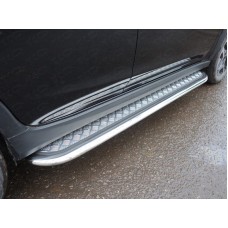Пороги с площадкой алюминиевый лист 75х42 мм для Subaru XV 2017-2022