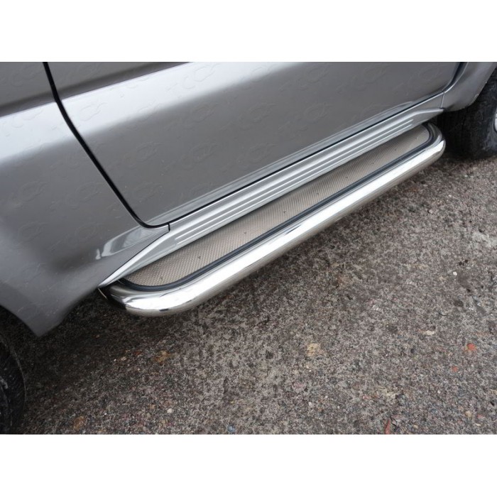 Пороги с площадкой нержавеющий лист 60 мм для Suzuki Jimny 2012-2018 артикул SUZJIM16-18