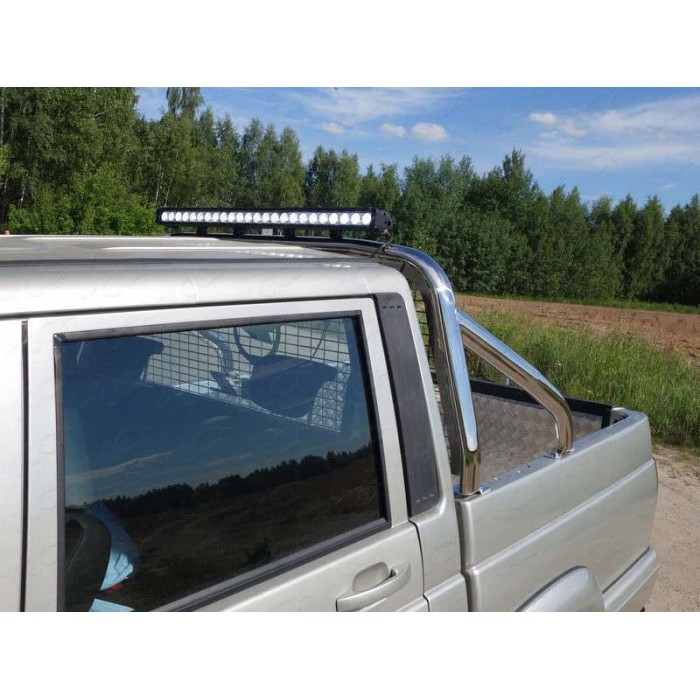Защита кузова пикапа и стекла с фарой 75х42 мм для УАЗ Патриот Пикап 2015-2023 артикул UAZPIC2016-29