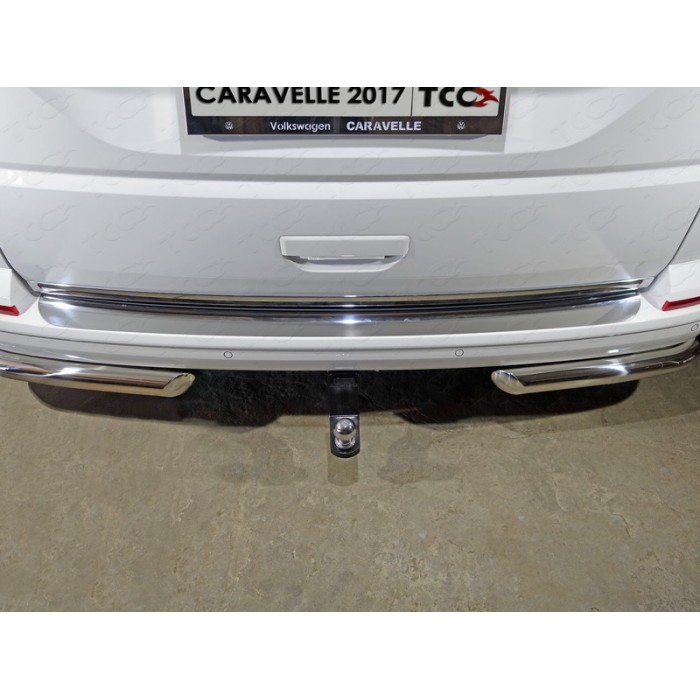 Накладка на задний бампер зеркальный лист для Volkswagen Caravelle T6 2015-2023 артикул VWCARAV17-01