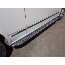 Пороги с площадкой алюминиевый лист 42 мм для Volkswagen Caravelle T6 2015-2023