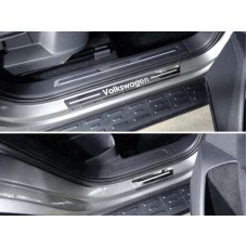 Накладки на пороги внешние зеркальный лист надпись Volkswagen 4 шт для Volkswagen Tiguan 2016-2023