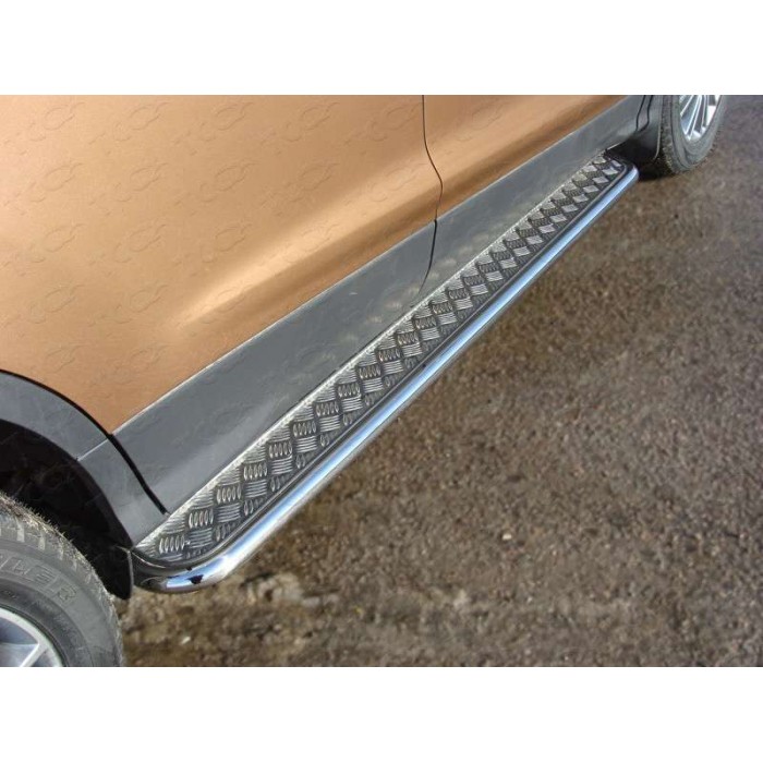 Пороги с площадкой алюминиевый лист 42 мм для Ford Kuga 2013-2016 для Ford Kuga 2013-2016
