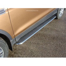 Пороги с площадкой нержавеющий лист 42 мм для Honda CR-V 2012-2015
