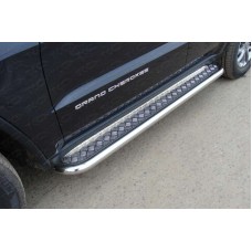 Пороги с площадкой алюминиевый лист 60 мм для Jeep Grand Cherokee 2013-2017