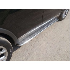 Пороги с площадкой алюминиевый лист 42 мм для Kia Sorento Prime 2015-2017