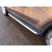 Пороги алюминиевые ТСС с накладкой для Kia Sportage 2016-2018