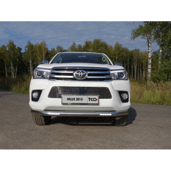 Защита переднего бампера с ДХО 76 мм для Toyota Hilux 2015-2020 артикул TOYHILUX15-04