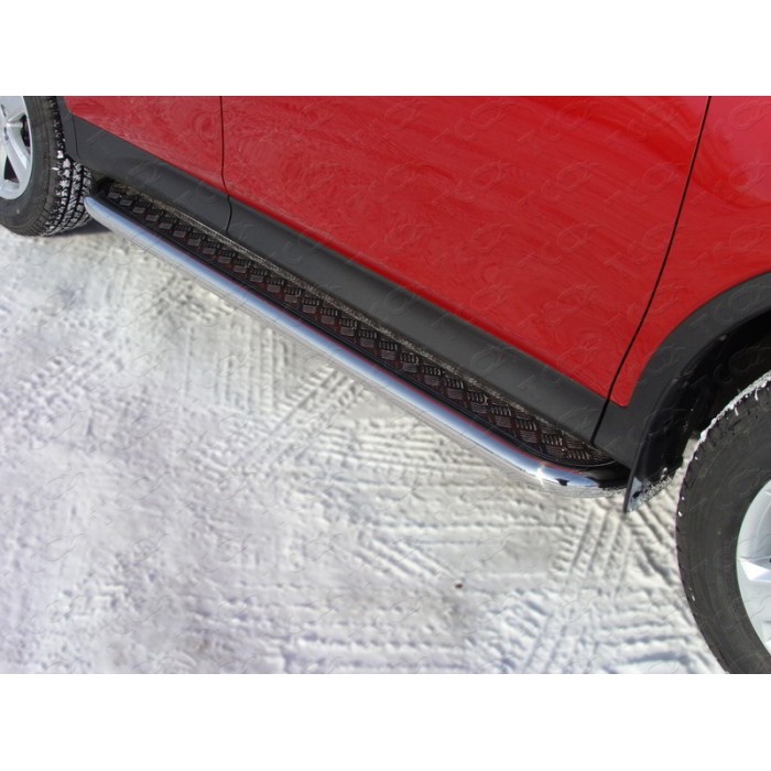 Пороги с площадкой алюминиевый лист 60 мм для Toyota RAV4 2013-2015 артикул TOYRAV13-05