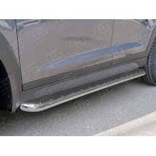 Пороги с площадкой нержавеющий лист 60 мм для Hyundai Santa Fe 2012-2015