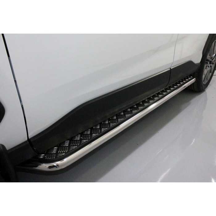 Пороги с площадкой алюминиевый лист 42 мм для Toyota RAV4 2019-2023 артикул TOYRAV19-21