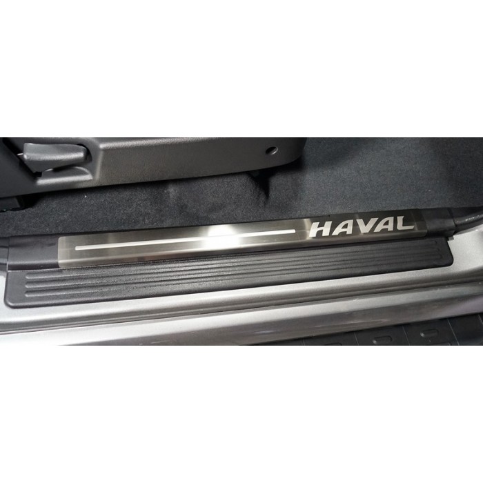 Накладки на пластиковые пороги лист шлифованный надпись HAVAL 4 шт для Haval H5 2020-2023 артикул HAVH520-06