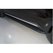 Пороги алюминиевые с пластиковой накладкой карбон черные для Kia Sorento 2020-2023