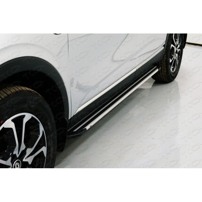 Пороги алюминиевые Slim Line Silver для Renault Arkana 2019-2023 артикул RENARK19-21S