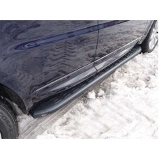 Пороги алюминиевые ТСС с накладкой чёрные для Range Rover Sport 2013-2023