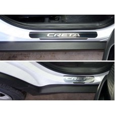 Накладки на пороги с надписью Creta зеркальный лист для Hyundai Creta 2016-2021