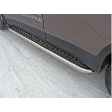 Пороги с площадкой алюминиевый лист 60 мм для Hyundai Santa Fe Grand 2016-2018