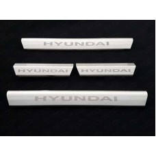 Накладки на пороги внутренние лист шлифованный надпись Hyundai для Hyundai i40 2011-2019