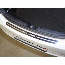 Накладка на задний бампер зеркальный лист надпись Solaris только седан для Hyundai Solaris 2014-2017