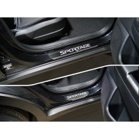 Накладки на пороги лист зеркальный надпись Sportage 4 шт для Kia Sportage 2019-2024