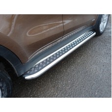 Пороги с площадкой алюминиевый лист 60 мм для Kia Sportage 2019-2023