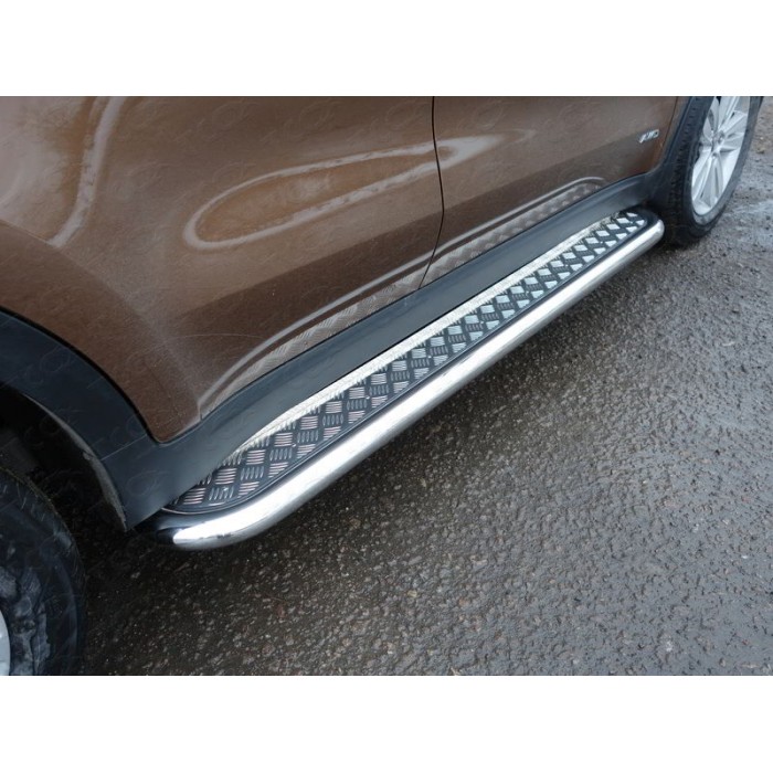 Пороги с площадкой алюминиевый лист 60 мм для Kia Sportage 2019-2022 артикул KIASPORT18-32