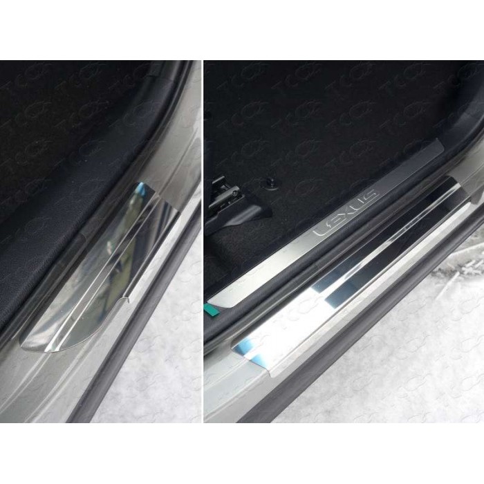 Накладки на пороги зеркальный лист для Lexus NX-200 2014-2017 артикул LEXNX20014-24