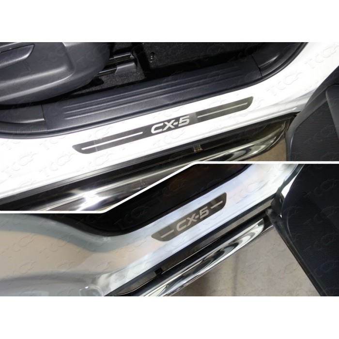 Накладки на пороги шлифованный лист надпись CX-5 4 штуки для Mazda CX-5 2018-2023 артикул MAZCX517-04