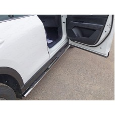 Пороги овальные с накладкой 75х42 мм для Mazda CX-5 2018-2023