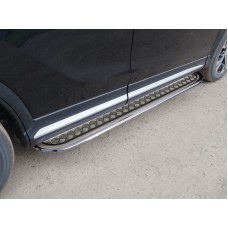 Пороги с площадкой алюминиевый лист 75х42 мм для Mitsubishi Eclipse Cross 2018-2023