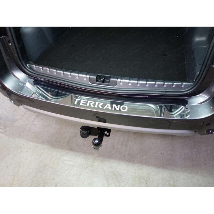 Накладка на задний бампер с надписью Terrano зеркальный лист для Nissan Terrano 2014-2022 артикул NISTER14-25